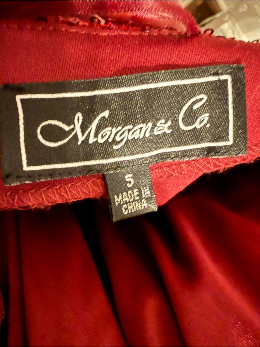 NWT Morgan & Co Sequin High Neck Keyhole Open Back Formal Evening Gown Merlot 5 - Picture 12 of 15